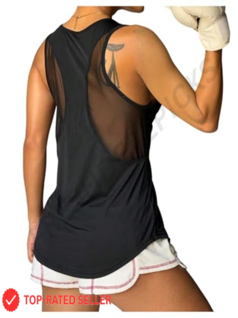 Women's Athletic Running Tank Top Mesh Sheer Activewear Sleeveless Scoop Neck